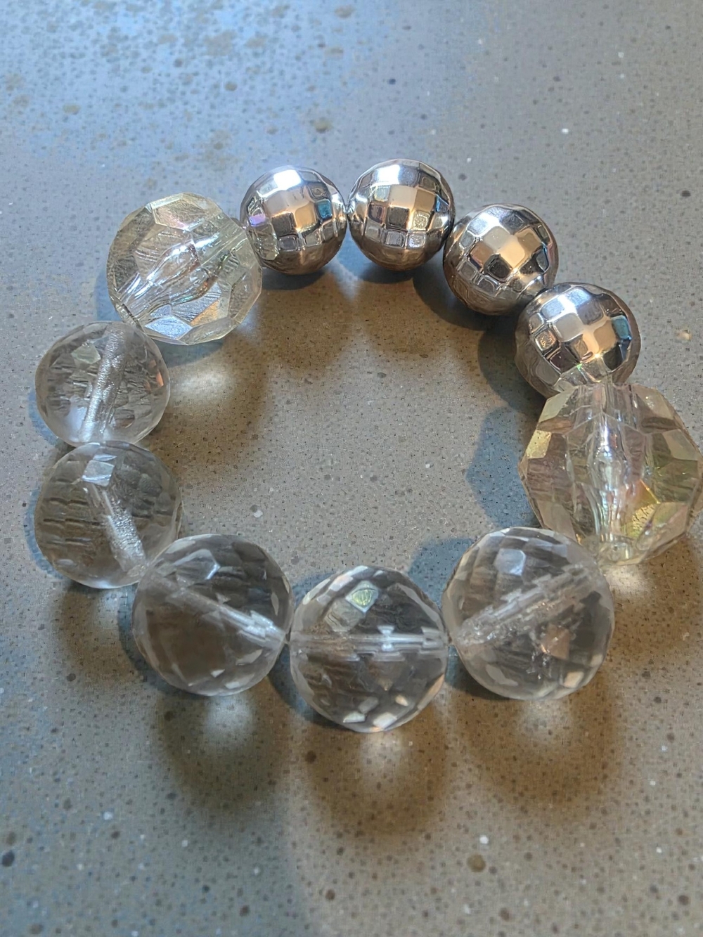 Make A Statement Disco Ball Faceted Crystal Stretch Bracelet Styleandstone